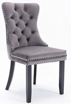 Rhomtree Set Of 2 Velvet Fabric Dining Chairs Luxury Tufted Back With Nailed Trim And Back Ring Pull Home Kitchen Dining Room Chairs Armless Side Chairs Solid Rubber Wood Legs (Gold) -Songmics Furniture Shop 31vDX l165L. AC