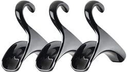 Bag-a-Vie Purse Hanger For Closet - Handbag Organizer Hooks For Hanging Bags & Purses, Protecting Bag Shape & Organizing Space (3 Hangers, Black Plastic)