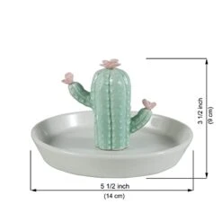 WANYA Cactus Ring Holder Dish, Ceramic Cactus With Little Flowers Jewelry Tray, Birthday Thanksgiving Christmas Valentine's Day Gifts For Girls Sister Friends -Songmics Furniture Shop 31vQvD3QezL