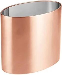MDesign Stainless Steel Metal Oval Trash Can, Small 2.09 Gallon Wastebasket, Garbage Basket Bin For Bathroom, Bedroom, Kitchen, Or Home Office, Holds Waste And Recycle, Mirri Collection, Brushed -Songmics Furniture Shop 31vSlvzsmnL. AC