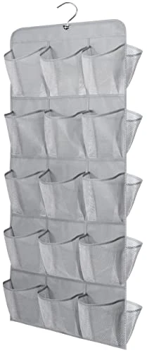 MISSLO 30 Large Pockets Dual Sided Hanging Shoe Organizer For Closet With Rotating Hanger Hanging Shoe Shelves, Grey