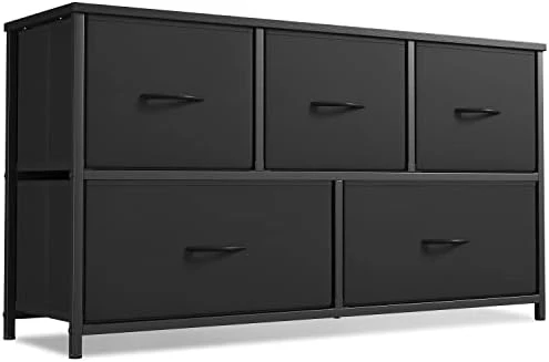 Cubiker Dresser Storage Organizer, 5 Drawer Dresser Tower Unit For Bedroom Hallway Entryway Closets, Small Dresser Clothes Storage With Wide Sturdy Steel Frame Wood Top, Black Grey 4 Cubiker Dresser Storage Organizer, 5 Drawer Dresser Tower Unit For Bedroom Hallway Entryway Closets, Small Dresser Clothes Storage With Wide Sturdy Steel Frame Wood Top, Black Grey - Image 4