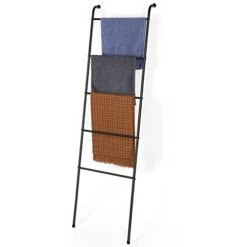 Blanket Ladder Towel Ladder For Bathroom Blanket Rack For Living Room Bathroom Laundry Room Black