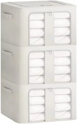 Elegeet 3Pack 66L Storage Bins With Metal Frame - Foldable Linen Fabric Storage Box With Handles And Transparent Window Closet Organizers And Storage(Grey 15 Elegeet 3Pack 66L Storage Bins With Metal Frame - Foldable Linen Fabric Storage Box With Handles And Transparent Window Closet Organizers And Storage(Grey -Songmics Furniture Shop 31vvKLyDoCL. AC