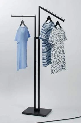 Clothing Rack - Black 2-Way - Straight & Slanted Arms With Black Matte And Chrome Accents - Adjustable From 48" To 72" - Use For Retail, Restaurants, And Home Storage 2 Clothing Rack - Black 2-Way - Straight & Slanted Arms With Black Matte And Chrome Accents - Adjustable From 48" To 72" - Use For Retail, Restaurants, And Home Storage - Image 2