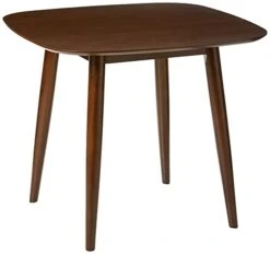 Christopher Knight Home Bass Mid Century Modern Square Faux Wood Dining Table, Walnut Finish, 35.75D X 35.75W X 30H In