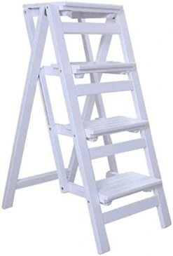 Portable Step Stoo - Folding Folding Ladder Wood For Adult 4 Tier Ladder-Shaped Plant Rack Display Rack Shelf Multi-Function Chair