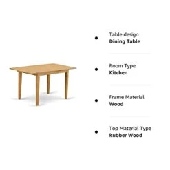 East West Furniture VAC-Oak-C Dining Chairs, Upholstered Seat & Modern NFT T Dining Room Table Rectangular Tabletop And 53.5 X 31.5 X 29-Oak Finish -Songmics Furniture Shop 31wJF2SucKL