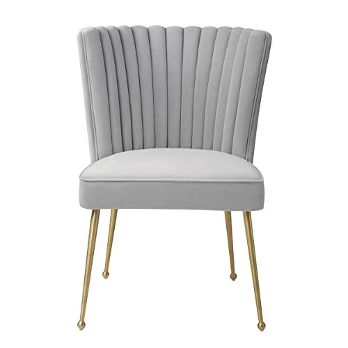 MEXIYA Sansa Dining Chair Modern Light Grey Accent Chair Easy Clean Velvet Upholstered Side Chair With Brushed Gold Legs 2 MEXIYA Sansa Dining Chair Modern Light Grey Accent Chair Easy Clean Velvet Upholstered Side Chair With Brushed Gold Legs - Image 2