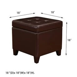 Adeco Bonded Leather Square Tufted Footstool, 18", Brown Storage Ottomans, -Songmics Furniture Shop 31wNOQ2A9GL