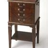 Butler Hardwick 4-Drawer Cherry Silver Chest, Wood End Table For Bedroom, Living Room, Hallway, 14" D X 18" W X 36" H