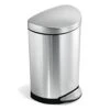 Simplehuman 10 Liter / 2.6 Gallon Small Semi-Round Bathroom Step Trash Can, Brushed Stainless Steel