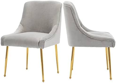 ZHENGHAO Velvet Dining Chairs Set Of 6, Modern Accent Kitchen Chairs With Gold Legs Upholstered Guest Chairs For Living Room/Kitchen/Restaurant, White 4 ZHENGHAO Velvet Dining Chairs Set Of 6, Modern Accent Kitchen Chairs With Gold Legs Upholstered Guest Chairs For Living Room/Kitchen/Restaurant, White - Image 4