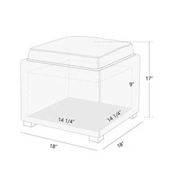 CHITA Storage Ottoman Cube With Tray,Footrest Stool Seat Serve As Side Table, Fabric In Flax -Songmics Furniture Shop 31wkwEL7NPL
