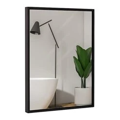 Hamilton Hills 30x40 Inch Black Framed Mirror | Large Rectangular Bathroom Mirrors For Wall | Floating Glass Panel Vanity With Border | Wall-Mounted Mirror For Decor | Hangs Horizontal Or Vertical