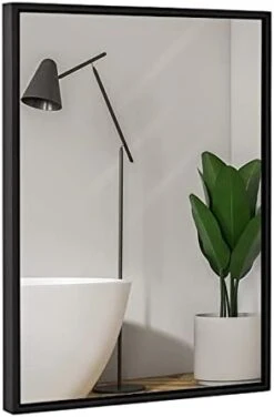 Hamilton Hills 30x40 Inch Black Framed Mirror | Large Rectangular Bathroom Mirrors For Wall | Floating Glass Panel Vanity With Border | Wall-Mounted Mirror For Decor | Hangs Horizontal Or Vertical -Songmics Furniture Shop 31wnYndybiL. AC