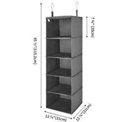 GRANNY SAYS 5-Shelf Hanging Closet Organizers And Storage, Hanging Shelves For Closet Storage, Collapsible Hanging Shelf Organizer For Clothes Organization, Dark Gray, 12 ¼" D X 12 ¼" W X 45 ½" H -Songmics Furniture Shop 31wqNzWPT7L