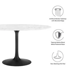 Modway Lippa 54" Round Artificial Marble Dining Table, Top, Black Base -Songmics Furniture Shop 31wsy3WQEbL
