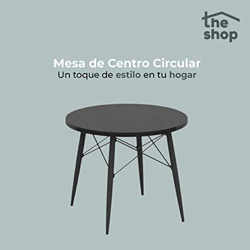 The Shop Circular Coffee Table - Type - 4 Legs - MDF Cover With Laminate - Side Table - Home Decoration - Ideal For Living Room And Dining Room - 80 Cm. Diameter X 44 Cm. (Black) 2 The Shop Circular Coffee Table - Type - 4 Legs - MDF Cover With Laminate - Side Table - Home Decoration - Ideal For Living Room And Dining Room - 80 Cm. Diameter X 44 Cm. (Black) - Image 2