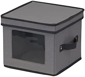 Household Essentials 534 Dinnerware Storage Box With Lid And Handles | Chest For Salad Plates | Natural Canvas With Brown Trim 13 Household Essentials 534 Dinnerware Storage Box With Lid And Handles | Chest For Salad Plates | Natural Canvas With Brown Trim - Image 13