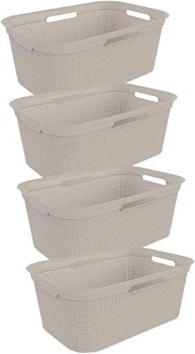 Rotho, Brisen, Set Of 4 Laundry Basket 41 L, Plastic (PP) BPA-free, White, 4 X 40l (59,6 X 39,6 X 31,3 Cm) 7 Rotho, Brisen, Set Of 4 Laundry Basket 41 L, Plastic (PP) BPA-free, White, 4 X 40l (59,6 X 39,6 X 31,3 Cm) - Image 7