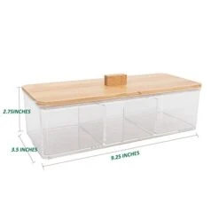 Agirlvct Wood Qtip Holder,Cotton Ball And Swab Holder Organizer With Lid,Jar For Cotton Rounds,Bathroom Containers,Q-tip Dispenser,Clear Acrylic Desk Organizer For Makeup Pads,Cosmetics Bedroom -Songmics Furniture Shop 31xCVmNmDJL