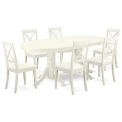 East West Furniture VABO7-LWH-LC Dining Set, 7-Piece