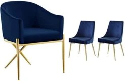 Meridian Furniture Xavier Collection Modern | Contemporary Velvet Upholstered Dining Chair With Sturdy Steel X Shaped Legs, 25.5" W X 24.5" D X 31.5" H, Green -Songmics Furniture Shop 31xKA4AazL. AC