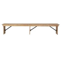 EMMA + OLIVER 8' X 12" Antique Rustic Solid Pine Folding Farm Bench With 3 Legs -Songmics Furniture Shop 31xSKqk7QIL