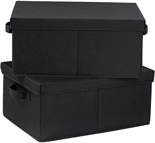 HOONEX Storage Bins With Lids For Organizing, Pack Of 2, Storage Boxes With 2 Carrying Handles And Study Heavy Cardboard, 16.5" L X 11.8" W X 7.5" H For Toy, Shoes, Books, Clothes, Nursery, Black 9 HOONEX Storage Bins With Lids For Organizing, Pack Of 2, Storage Boxes With 2 Carrying Handles And Study Heavy Cardboard, 16.5" L X 11.8" W X 7.5" H For Toy, Shoes, Books, Clothes, Nursery, Black - Image 9
