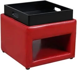 PRIVATE GARDEN Square Storage Ottoman With Tray, Faux Leather Upholstered Footrest Stool, Seat As Side Table Coffee Table For The Living Room, Bedroom, Contemporary (Black Brown/Dark Brown) -Songmics Furniture Shop 31xXBE7BqzL. AC