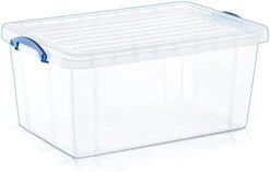 TEJAL 12 Gallon Commercial Flip Top Tote Storage Container (PACK OF 2) Industrial Plastic Storage Tote With Hinged Attached Lid (22.05 In. L X 15.40 In. W X 12.88 In. H) - Grey 29 TEJAL 12 Gallon Commercial Flip Top Tote Storage Container (PACK OF 2) Industrial Plastic Storage Tote With Hinged Attached Lid (22.05 In. L X 15.40 In. W X 12.88 In. H) - Grey -Songmics Furniture Shop 31xXZuJCEaL. AC 3