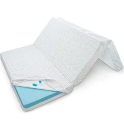 SPRINGSPIRIT Foldable Mattress Full 4-Inch 75“x 54“ With Bamboo Cooling Mattress Topper Protector Cover Trifold For Multi-uses, Portable Floor Sofa Bed Camping Mattress Non-Slip -Songmics Furniture Shop 31xXaelSRqL