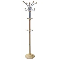 ORE International Six Foot Wood And Chrome Coat Rack Natural Finish