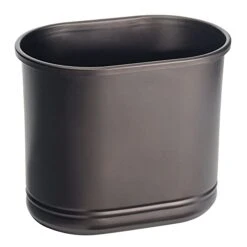 MDesign Slim Round Metal 3 Gallon Tall Trash Can Wastebasket, Garbage Container Bin For Bathroom, Powder Room, Kitchen, Home Office, Kid Playroom - Vivi Collection - Bronze -Songmics Furniture Shop 31xcP7z3t6L