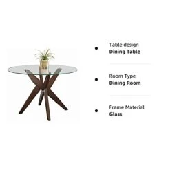 Steve Silver Amalie 48" Round Glass Top Walnut Base Dining Table -Songmics Furniture Shop 31xdLZGrx8L
