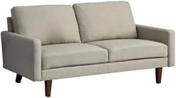 INSTORY Linen Sofa Set Modern Sofa & Loveseat Set 2 Piece Couch Set With Wooden Legs For Living Room, Office, Bedroom - Dark Blue -Songmics Furniture Shop 31xuZiectYL. AC