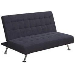Rosebery Kids Tufted Futon, Convertible Sleeper Sofa In Dark Blue And Chrome