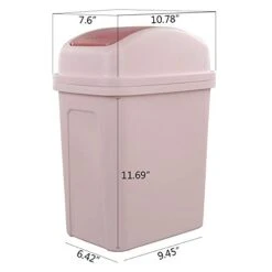 Nicesh 2.6 Gallon/ 10 L Trash Can With Swing Lid, Plastic Swing Top Trash Can (Pink) 10 Nicesh 2.6 Gallon/ 10 L Trash Can With Swing Lid, Plastic Swing Top Trash Can (Pink) -Songmics Furniture Shop 31y7d1owULL
