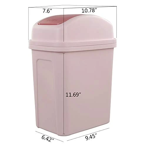 Nicesh 2.6 Gallon/ 10 L Trash Can With Swing Lid, Plastic Swing Top Trash Can (Pink) 3 Nicesh 2.6 Gallon/ 10 L Trash Can With Swing Lid, Plastic Swing Top Trash Can (Pink) - Image 3