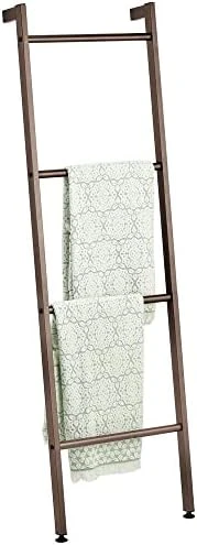 MDesign Metal Wall-Leaning Towel Ladder For Bathroom - 4-Level Decorative Ladder Rack And Towel Holder - Rustic Bath Towel Storage Stand For Modern Decor - Bathroom Towel Ladder Rack - Matte Black 6 MDesign Metal Wall-Leaning Towel Ladder For Bathroom - 4-Level Decorative Ladder Rack And Towel Holder - Rustic Bath Towel Storage Stand For Modern Decor - Bathroom Towel Ladder Rack - Matte Black - Image 6