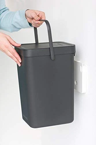 Brabantia Sort & Go Kitchen Recycling Can (3.2 Gal / Gray) Stackable Waste Organiser With Handle & Removable Lid, Wall/Cupboard Mounting 5 Brabantia Sort & Go Kitchen Recycling Can (3.2 Gal / Gray) Stackable Waste Organiser With Handle & Removable Lid, Wall/Cupboard Mounting - Image 5