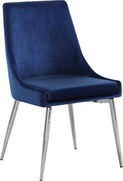 Meridian Furniture Karina Collection Modern | Contemporary Velvet Upholstered Dining Chair With Sturdy Metal Legs, Set Of 2, 19.5" W X 21.5" D X 33.5" H, Navy -Songmics Furniture Shop 31yU3U0JpgL