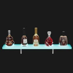 Oarlike LED Liquor Bottle Display Shelf 32 Inch Acrylic Lighted Bar Shelf With RF Remote Controller For Home Commercial Bar Floating Wall Mounted Display Shelves¡­