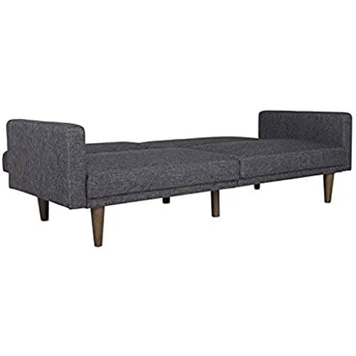 LIUJUN Convertible Futon Couch Bed With Linen Upholstery And Wood Legs - Grey 3 LIUJUN Convertible Futon Couch Bed With Linen Upholstery And Wood Legs - Grey - Image 3