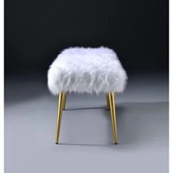 Bench In White Fur Gold For Living Room And Dining Modern Contemporary Upholstered Wood Finish -Songmics Furniture Shop 31yq27trc8L