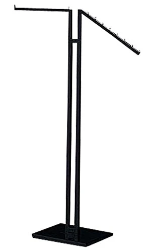 Clothing Rack - Black 2-Way - Straight & Slanted Arms With Black Matte And Chrome Accents - Adjustable From 48" To 72" - Use For Retail, Restaurants, And Home Storage 1 Clothing Rack - Black 2-Way - Straight & Slanted Arms With Black Matte And Chrome Accents - Adjustable From 48" To 72" - Use For Retail, Restaurants, And Home Storage