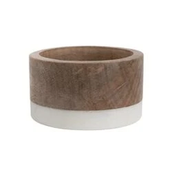 Creative Co-Op Mango Wood And Marble Bottle Holder, 5" L X 5" W X 3" H, Multicolor