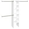ClosetMaid SuiteSymphony Wood Closet Organizer Starter Kit With Tower And 3 Hang Rods, Shelves, Adjustable, Fits Spaces 4 – 9 Ft. Wide, Pure White, 16"