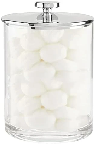 MDesign Large Modern Apothecary Storage Organizer Canister Jars - Plastic Containers For Bathroom, Organization Holder For Vanity, Counter, And Makeup Tables, Lumiere Collection, Clear/Mint Green 7 MDesign Large Modern Apothecary Storage Organizer Canister Jars - Plastic Containers For Bathroom, Organization Holder For Vanity, Counter, And Makeup Tables, Lumiere Collection, Clear/Mint Green - Image 7